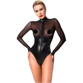 Noir Handmade - body brillant - empiècement transparent - - M