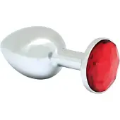 Rimba XS - plug anal métallique avec pierre rouge (argent)