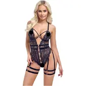 Cottelli - body sexy ouvert à bretelles - noir