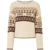 Pepe Jeans Pull-over 'Hitty' écru / bleu clair / brun foncé / orange