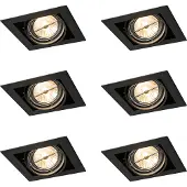 QAZQA Ensemble de 6 spots encastrables noirs AR111 orientables - Oneon