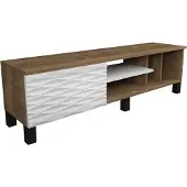 Skye Decor , Olyo - Noyer, Blanc, Meuble TV, Noyer, PANNEAUX DE PARTICULES 100 % MÉLAMINÉS, 140 x 35 x 40,3 cm