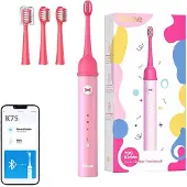 Bitvae Brosse à dents sonique pour enfants avec application et ensemble d'embouts K7S (rose)