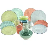 Creatable , 17362, Mediterran Bunt, Service combiné 16 pièces, grès cérame