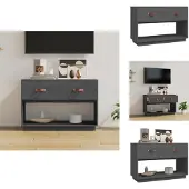vidaXL Armoire TV Gris 90x40x60 cm Pin massif - Meuble TV