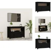 vidaXL Armoire TV Noir79x35x52 cm Pin massif - Meuble TV