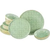Creatable , 24085, Uno Emiliana vert, Set d'assiettes 12 pcs, grès