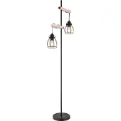 Globo Lighting Lampadaire sur pied Mina noir avec du bois