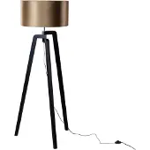 QAZQA Lampadaire noir avec abat-jour en velours bronze 50 cm - Puros