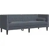 vidaXL Canapé Chesterfield avec traversins 3 places gris foncé velours