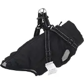 vidaXL Manteau pour chien avec harnais Imperméable Réfléchissant Noir L24