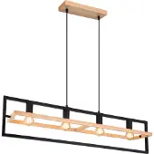 Globo Lampe suspendue à 4 lumières Erica noir avec bois