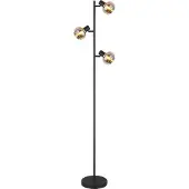 Globo Lampadaire noir Tokki Verre fumé ambré à 3 lumières