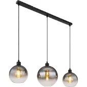 Globo Lighting Suspension noire Newcastle Sphère Smoke Glass 3 lumières