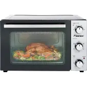 Bestron Mini-four compact avec tournebroche et pierre à pizza, 31 litres, 1500 Watt, inox