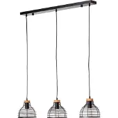 Brilliant Suspension moderne AVIA | Lampe à trois flammes avec abat-jour noir avec détail en bois durable Ø 47 cm| 3x E27 douille max. 52 W | Métal/bois