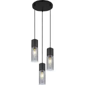 Globo Suspension élégante Annika 3 lumières noir rond
