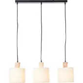 Brilliant Pia Suspension à 3 lampes, barre noire/naturel, noire/naturel 99538/96