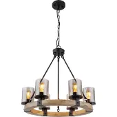 Globo Lampe suspendue en bois Lila Ronde à 6 lumières