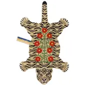 Doing Goods Tapis tigre blanc fleuri L