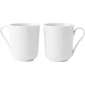 Lyngby Porcelæn Rhombe White Mug With Handle-33 Cl-set Of 2 Mug Set Blanc