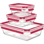 Tefal Masterseal Fresh Lot 3 BoãTes De Conservation, Verre, 0,45l / 0,8l / 2l, Conservation, Empilable, Compatible Four N1050910