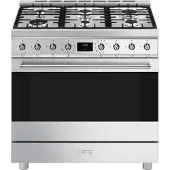 Smeg C9gmx2 90 Cm Natural Gas Kitchen With Oven 6 Burners Argenté