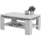 Hela Table basse table de salon Tim II -Reproduction blanc/imitation béton - revêtement mélaminé - grande étagère - dimension 90 x 60 cm