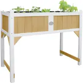 Axi Table De Culture En Bois Avec Bac & Voile De Jardin | Potager Sur Pied / Jardinière En Marron & Blanc