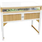 Axi Table De Culture En Bois Avec Bac & Voile De Jardin | Potager Sur Pied / Jardinière Avec Serre En Marron & Blanc