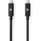 Nedis Câble USB - USB 3.2 Gen 2 - USB-C mâle - USB-C mâle - 100 W - 4K@60Hz - 10 Gbps - Nickelé - 1,00 m - Rond - PVC - Noir - Boîte