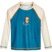 Playshoes Protection UV 'Dschungel' pétrole / mandarine / blanc cassé