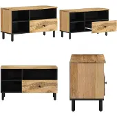 The Living Store Meuble TV 80x33x46 cm bois massif Mango