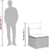 vidaXL Canapé de jardin sans accoudoirs avec coussins gris Poly rotin
