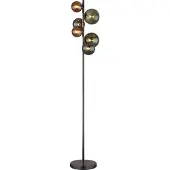 Globo Lampadaire noir Riha Verre coloré 6 lumières