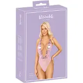 Kissable - body en dentelle brodée de roses - rose - L/XL
