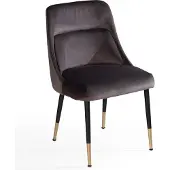 Wohnling Chaise de salle à manger en velours Gris Chaise de cuisine avec pieds noirs Chaise à coque Moderne Chaise rembourrée avec revêtement en tissu Chaise Rembourrée avec intégré