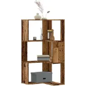 vidaXL Bibliothèque d'angle à 3 niveaux vieux bois bois d'ingénierie