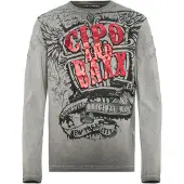 Cipo & Baxx T-Shirt gris / rouge / noir