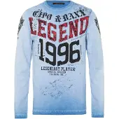 Cipo & Baxx T-Shirt bleu / bleu clair / rouge rubis / noir