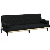 vidaXL Canapé-lit avec accoudoirs noir tissu