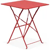 Oviala Table de jardin pliante bistrot en acier rouge - Rome
