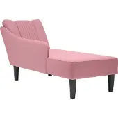 vidaXL Chaise longue avec accoudoir à droite rose velours