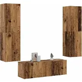 vidaXL Armoires murales TV 3 pcs. Aspect vieux bois Matériaux dérivés du bois