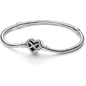 Pandora Bracelet Maille Serpent Fermoir Coeur Infini Scintillant Pandora Moments