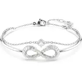 Swarovski Bracelet-Jonc Hyperbola, Infini, Blanc, Métal Rhodié