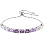 Swarovski Bracelet Tennis Matrix, Taille Baguette, Violet, Métal Rhodié