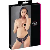 Cottelli - culotte ouverte femme dentelle nœud - noir - M