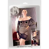 Mandy Mystery - Robe résille noire avec strass & string (S-L)