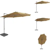 vidaXL Parasol avec pied Taupe - Parasols & ombrelles